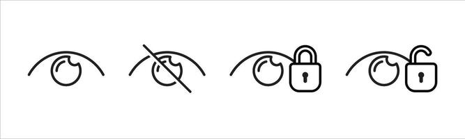 eye icon set. containing vision, see, unsee, show password, access protection icon symbol sign vector