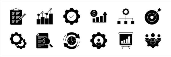 project management icon set. business, teamwork, analysis, planning, development, target, marketing, time management icon collections vector