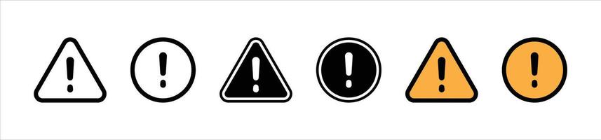 warning icon set. containing exclamation mark, attention caution, danger, sign icon vector