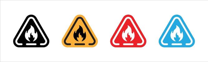 fire icon set. flammable substance sign, flammability alert icon vector