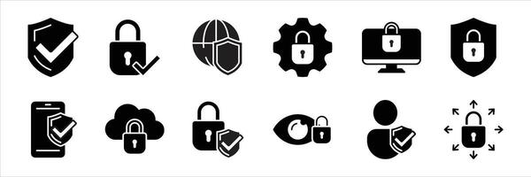set of security icon. containing protection, safety, data, guard, lock, access, cyber collections vector