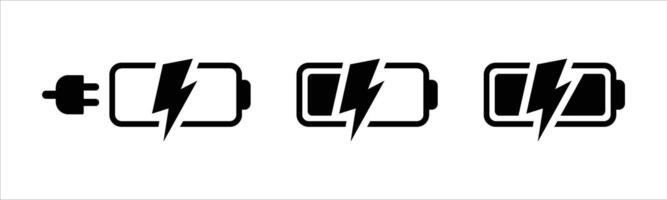 battery icon set. battery charge indicator, fast charging battery icon symbol sign collections vector