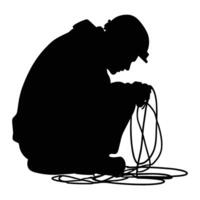 Silhouette of a man with a rope vector