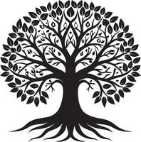 Circle-Shaped Tree of Life Design with Dense Leaf Pattern vector