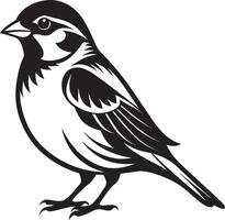 Detailed Sparrow Art in Silhouette Style vector