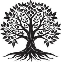 Symbolic Tree of Life Illustration with Elegant Leaf Patterns vector