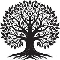 Simple yet Elegant Tree of Life with Branches Full of Leaves vector