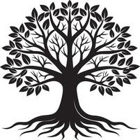 Lush Tree Silhouette with Radiating Branches and Rooted Symbolism vector