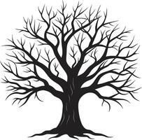 Vintage Leafless Tree Silhouette with Bold Trunk and Branches vector