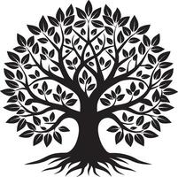 Enchanting Tree of Life Silhouette with Curved Branch Patterns vector