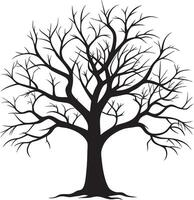 Ancient Tree Silhouette with Twisted, Leafless Branches vector