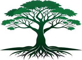 Spiritual Tree Icon with Delicate Branches and Rooted Base vector