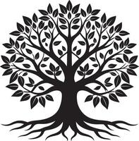 PrintCircular Tree Icon with Branches and Leaves Symbolizing Unity vector