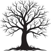 Abstract Winter Tree Silhouette with Twisting Branches vector