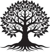 Harmonious Nature Tree with Flowing Branches and Organic Leaves vector