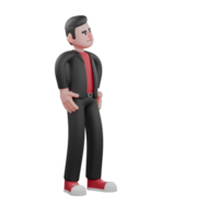 Choreographer Cartoon Model. A male choreographer stands with his hands on his hips while looking to the side. 3D Dance Artist png