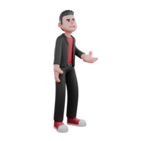 Animated Dance Choreographer Character. A male choreographer stands facing left with his left hand extended. 3D Design png