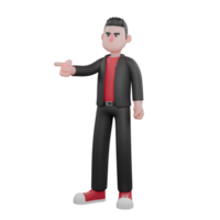 Choreographer in 3D Cartoon Style. A male choreographer stands with one hand pointing with a stern expression. Dance Performer png
