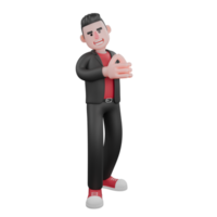 3D Choreographer Character Model. a male choreographer stands with his hands clapping, happy expression. Dance Performer png
