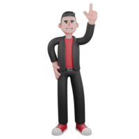 Animated Dance Performer Model. a male choreographer stands with one hand on his waist, the other hand pointing upwards. 3D Choreographer png