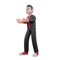 Cartoon Choreographer Design. A male choreographer stands with both hands raised, as if receiving something from above. 3D Dance Performer png