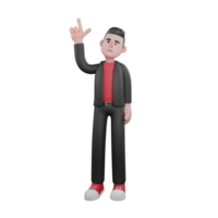 3D Cartoon Choreographer Model. A male choreographer stands with one hand pointing upwards. Dance Artist png