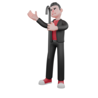 3D Choreographer Cartoon. a male choreographer stands with one hand holding a magic wand while the other hand is open as if he is talking or welcoming. Dance Performer Design png