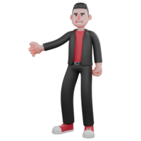 3D Dance Choreographer Character Model. A male choreographer stands with one hand to the side with an expression explaining. Performer Artist png