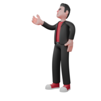 3D Choreographer Dance Character. A male choreographer stands while facing to the right with one hand as if he is talking and explaining. Animated Performer png