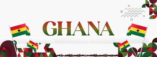 Ghana Theme Stage Backdrop. A stage backdrop design with elements of the Ghanaian flag and national symbols for major events. vector