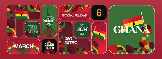 Templates web for Ghana National Day in Bento Grid Layout vector