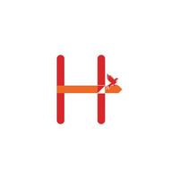 H combination mark logo design with bird vector