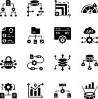 Bundle of Big Data Glyph Style Icons vector