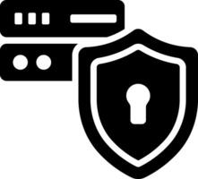 A filled style icon of secure server vector