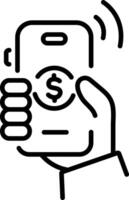A linear icon of mobile payment vector