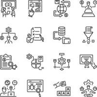 Collection of Tasks Productivity Outline Style Icons vector