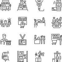 Collection of Retailing Linear Style Icons vector