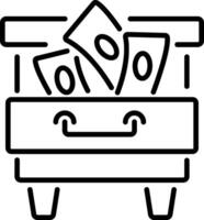 Cash drawer icon in outline style vector