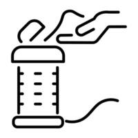 A linear icon of a person refilling a bird feeder vector