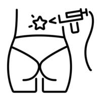 A linear icon of making a back tattoo with a needle gun vector