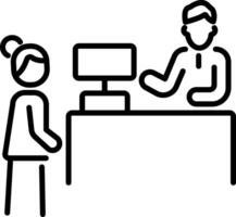 A line icon of the checkout counter vector