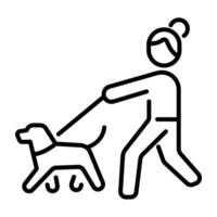 Walking dog icon in linear style vector