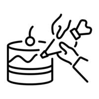 Cake decorating icon in linear style vector