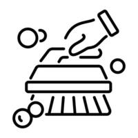 A linear icon of a scrubbing brush vector