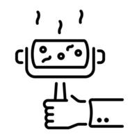 A linear icon of a person using a lint roller vector