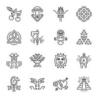Set of Linear Style Tattoo Design Icons vector