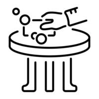 A linear icon of cleaning a table with a cloth vector