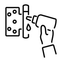 A linear icon of oiling hinges of doors vector