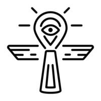 A linear icon of ankh tattoo vector