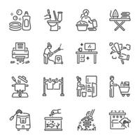 Set of Daily Housework Linear Icons vector